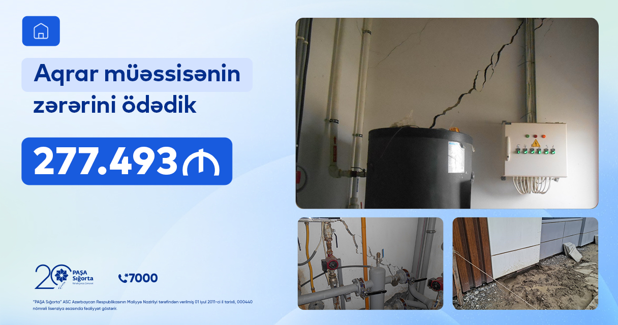 Aqrar müəssisənin yüksək məbləğdə zərərini ödədik