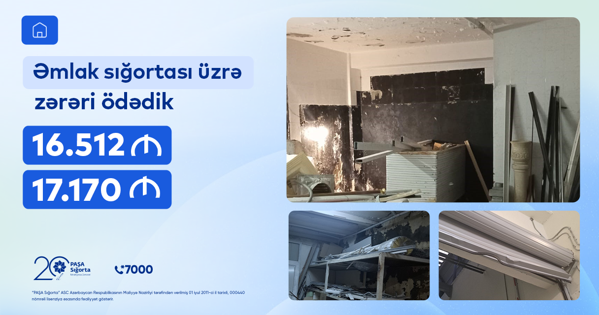 Əmlak sığortası üzrə 157.000 manatdan çox zərəri ödədik