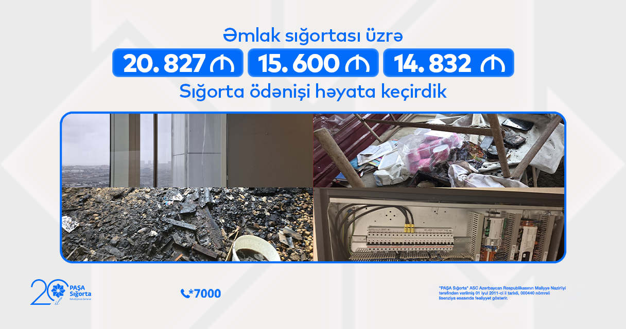 “PAŞA Sığorta” əmlaka dəyən zərərə görə 51 min manatdan çox ödəniş edib