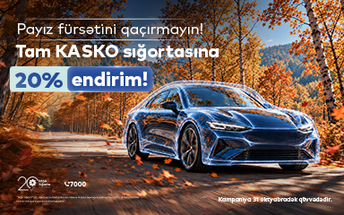 Tam KASKO üçün 20% endirim. “PAŞA Sığorta”dan payız kampaniyası!